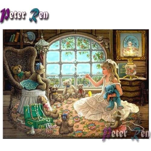 5d Diamond painting Blonde girl and toy DIY Square\Round Rhinestones Embroidery Mosaic pictures Handmade girl decoration gift