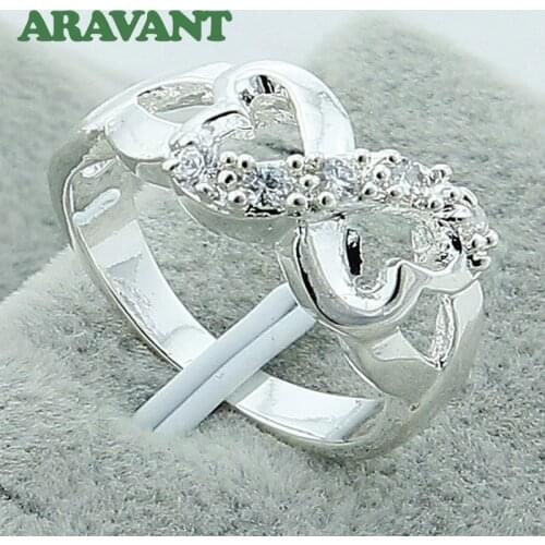 925 Jewelry Silver Plated Heart Zircon Rings For Women Wedding Fashion Jewelry