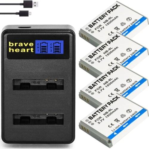 4pcs bateria NB-6L NB-6LH NB 6L 6LH NB6L Battery for Canon IXUS 85 95 IS SX275 SX280 SX510 PowerShot D10 S90 SD1200 200