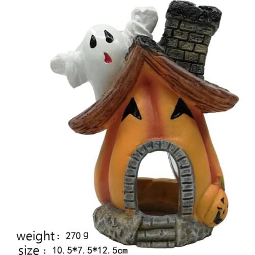 Aquarium Ornaments Resin Pumpkin House Fish Tank Decoration For Fish Shrimps Hide Cave Halloween Style For Fish Sleep Play
