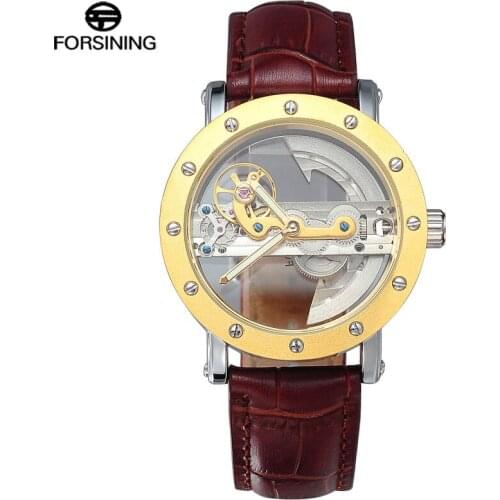 FORSINING Classic Men Watches Top Brand Leather Automatic Mechanical Watch Luminous Hands Relogio Masculino