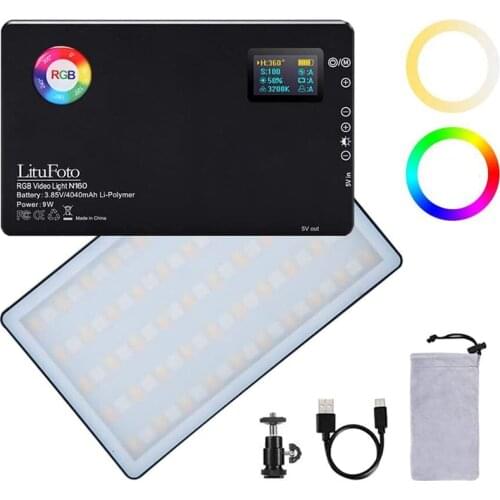 RGB Led Video Light CRI 96+ 360° Full Color 9 Lighting Effect 3200-7500K Adjustable 1-100% Stepless Dimming for Camera Photograp