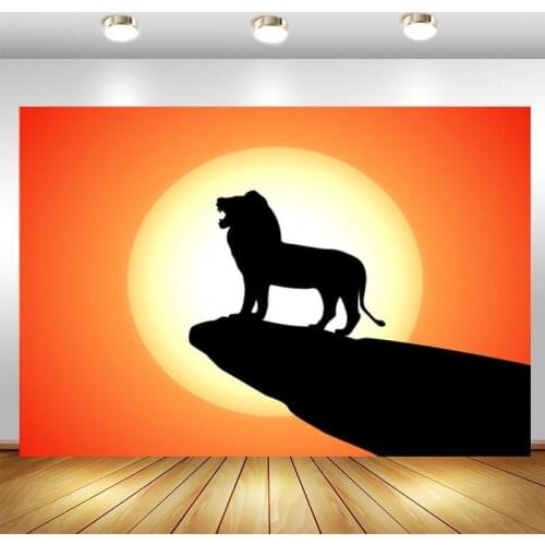 Forest Animal Lion Backdrop Sunset Boy Happy Birthday Party Baby Shower Custom Photo Background Booths Studio Props Decor Banner