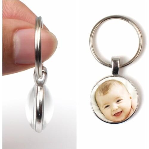Handmade Personality Photo Family Double sided Keychain Photo Baby Child Dad Mom Brother Sister Family Portrait Private Custom