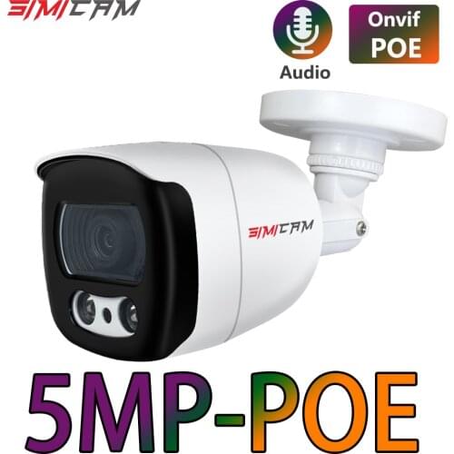 5MP PoE Outdoor Security IP Camera IP66 Weatherproof with Audio/MicH.265 1080P/4MP/5MPVideo Surveillance Camera