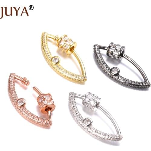 Juya Trendy Lock Hook Spiral Clasp Fastener Screw Clasps Crystal Zircon Accessories for Luxury Jewelry Making DIY Woman Necklace