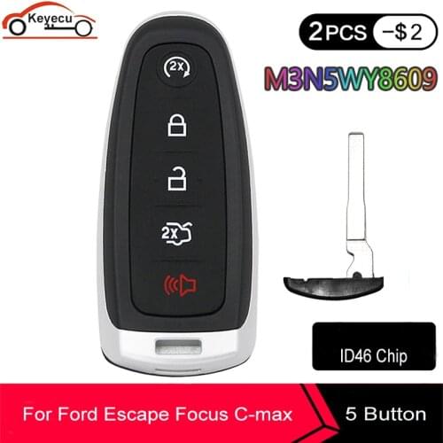 KEYECU for Ford C-Max Escape Focus 2014 2015 2016 Smart Remote Key Fob 315MHz M3N5WY8609 CJ5T-15K601-Dx PCF7953 Chip