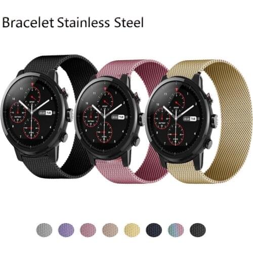 Magnetic Loop Straps For Xiaomi Huami Amazfit Stratos 3/2/2S Smart Watch Band Metal Bracelet For Amazfit GTR 2E/GTR 47MM Correa