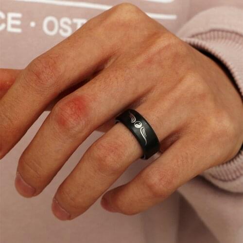 MOREDEAR Fashion Design Taiji Yin Yang Pattern For Men And Women 8mm Titanium Ring