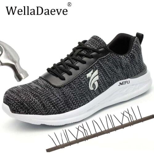 Mens Working Boots Construction Outdoor Lightweight Breathable Sneakers Steel Toe Cap Anti-puncture Safety Ankle Shoes For Men
