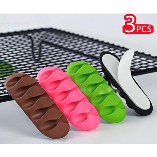 1-3PCS Cable Winder Organizer Silicone Self-adhesive Earphone Headphone Wire Holder Clip Desktop Cord Management Organization