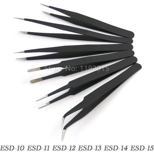 Black Acrylic Stainless Steel Tweezers Gel Repairing Maintenance Paillette Nipper Picking Tool Soldering Station Welding Assist