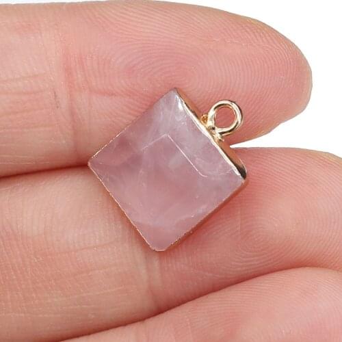 Natural Amazonite Picture Stone Pendants Charms Stone Square Shape Pendants DIY for Necklace or Jewelry Making Size 12x16mm