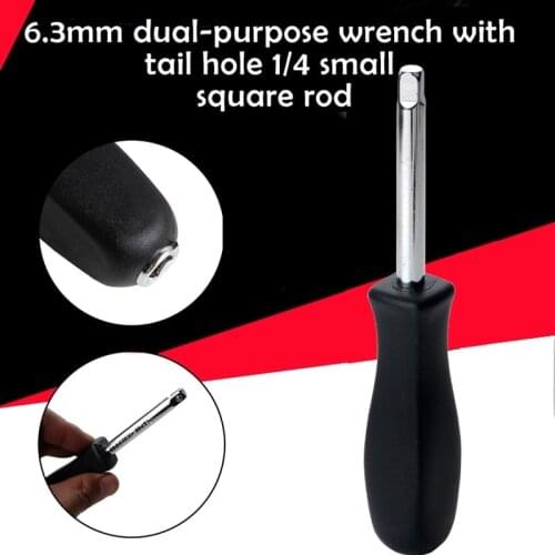 Useful 1/4 Dual-purpose Socket Wrench With 6.3mm Bottom Hole Connection Handle Socket Wrench Tool Screwdriver Handle