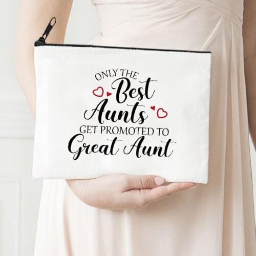 Best Aunt Makeup Bag Casual Cosmetic Pouch Canvas Reusable Great Aunt Lipstick Bag Travel Toiletry Bags Jewelry Organizer