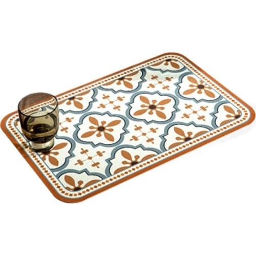 Retro Luxurious PU Leather Wipeable Washable Placemats Patio Home Kitchen Decor Dining Table Decoration Mats Easy to Clean