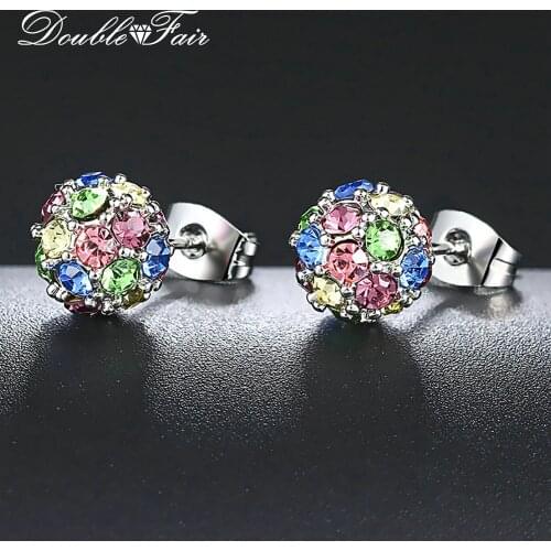 New Spherical Zircon Stud Earrings For Women Girls Birthday Gift 4 Color Style Fashion Jewelry Statement Earring DWE380M