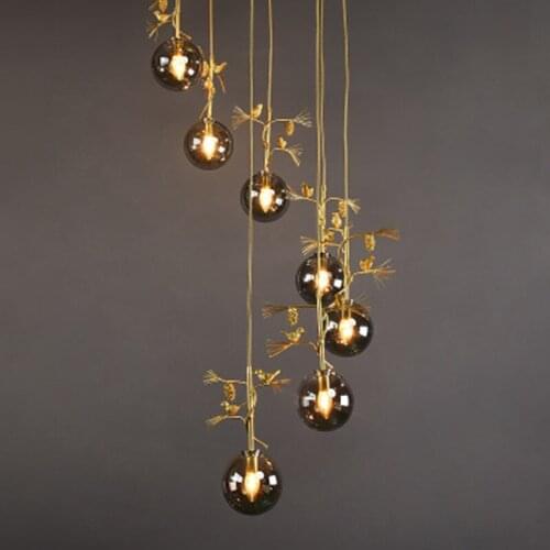 Modern Iron Pendant Lights Nordic Hanging Lamp Stair Hotel Pendant Lamp Living Room Bedroom Dining Room Loft Pending Lighting