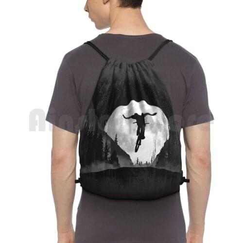 Mtb Hill Backpack Drawstring Bags Gym Bag Waterproof Bike Mtb Ride Mountain Bike Bicycle Enduro Bmx Rider Biker Sport