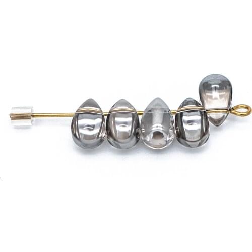 Glass Teardrop beads 9x6mm, Tear Drop Crystal Pear Beads, Sparkly Grey (GM032-4)/ 50 beads