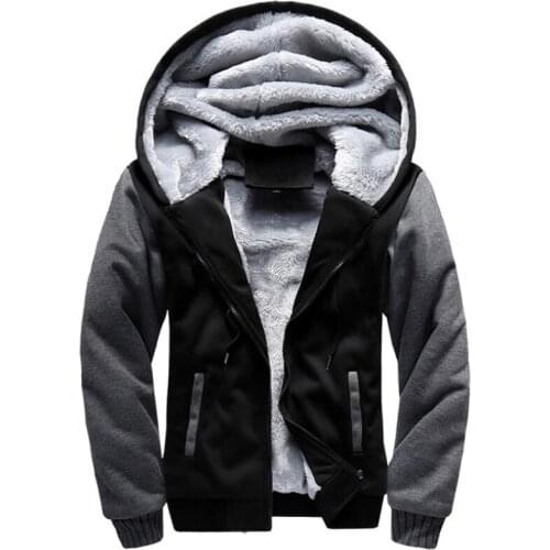Winter Hoodies Men Street Thick Fleece Warm Hooded Sweatshirt Mens New Fashion Patchwork Sports Cardigan Cotton Hoodie 5XL Coats