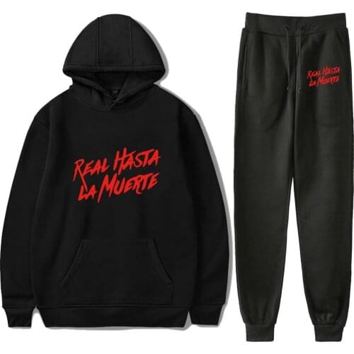 Anuel AA Real Hasta La Muerte Hoodies Sport style Men/Women Hoodies+Sweatpants Sets Anuel AA Sweatshirt Solid color Clothing 4XL