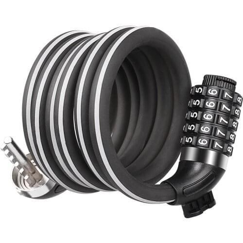Bike Lock 5Digit Code Combination Bicycle Lock Steel Reflective Bike Cable Lock 1.8M