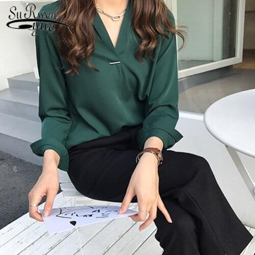 Women chiffon blouse shirt long sleeve women shirts fashion womens tops and blouses 2021 3XL 4XL plus size women tops 1681 50