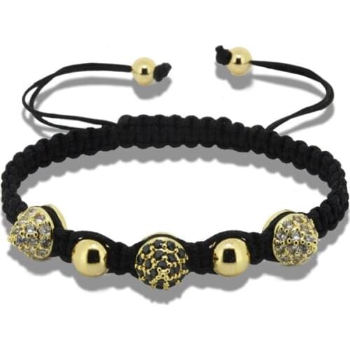 1pc Anil Arjandas Men Bracelets Gold Color Pave Setting CZ Balls Beads Men Macrame Bracelet,Festival Gift