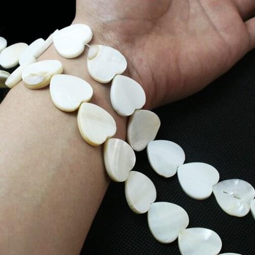 20pcs White Heart Shape Natural Freshwater Shell Beads MOP Beads Fit Bracelets Necklaces Jewelry DIY Craft For Female Gift