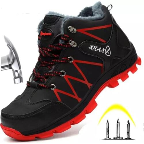 2020 winter work safety shoes waterproof mens boots outdoor warmth waterproof ski boots thick plush rubber shoes