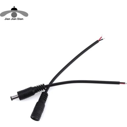 DC Male or Female Cable Wire Connector for 3528 5050 LED Strip 5pcs/lot Adapter 5.5*2.1mm Power Plug with Extension Cable