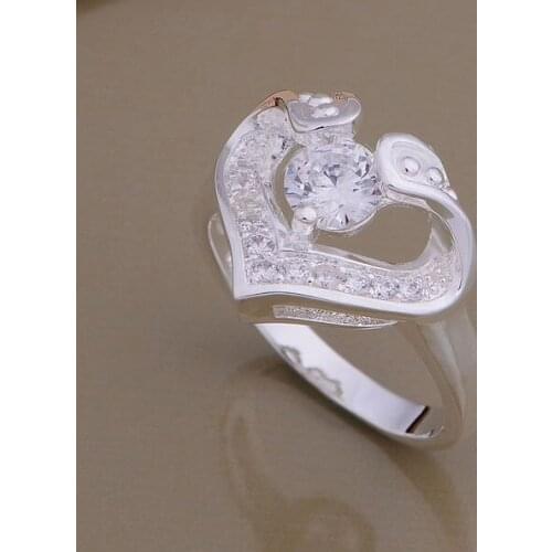 AR692 Trendy wholesale r ring, r fashion jewelry, heart inlaid transparent stone /bdcajuja bdjajuqar plated