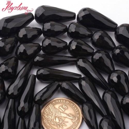 Faceted Drop Beads Black Agates Onyx Natural Stone Loose Bead For DIY Women Necklace Bracelet Earring Jewelry Making Strand 15"