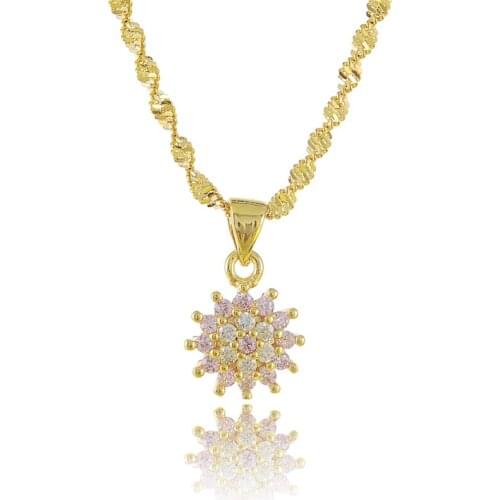 Brand Unique Crown Cubic Zirconia Necklaces &Pendants 24k Gold Color Chain Fashion Jewelry For Women P157