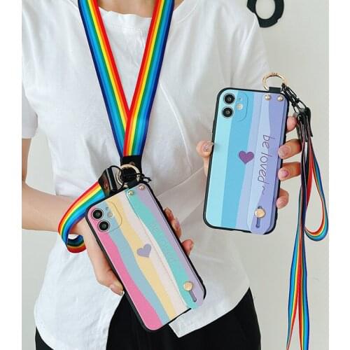 Case For iphone 11 12 pro max 12 mini SE 2020 7 8 plus 6 6s plus X Xs max XR Soft Strap Phone Holder Case coque cover funda