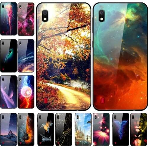 For Samsung Galaxy A10 Case Glass Phone Cover For Funda Samsung A 10 A10 2019 Back Case Fashion Tempered Glass Bumper Coque