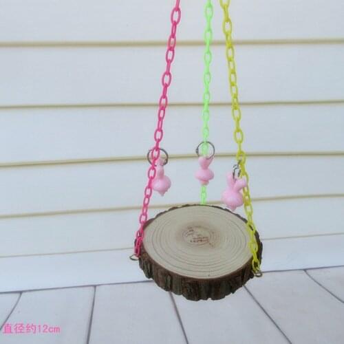 Wooden Bird Swing small Platform Plastic Chain Pet Parrot Toys Shape Jumping Standing BT010