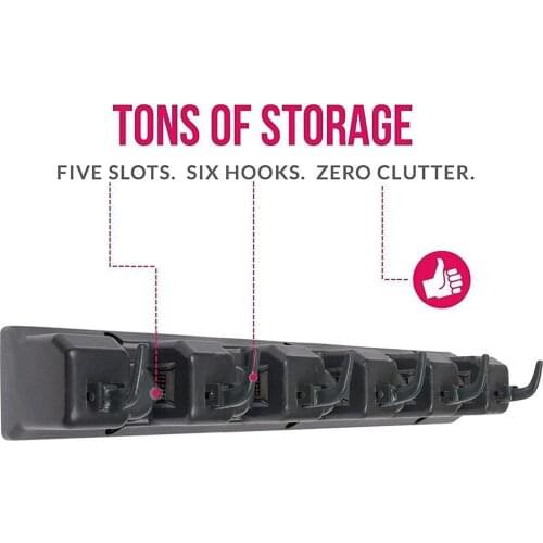 Broom Holder and Garden Tool Organizer for Rake or Mop Handles Up (Black)