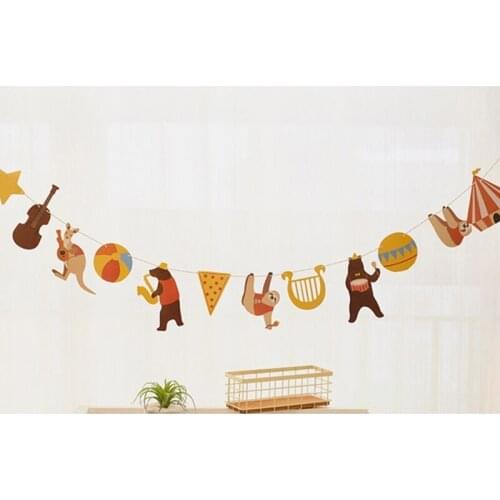 Kids Happy Birthday Creatures Banner Party Baby Shower Kids Favors Forest Animals Bunting Garland Supplies