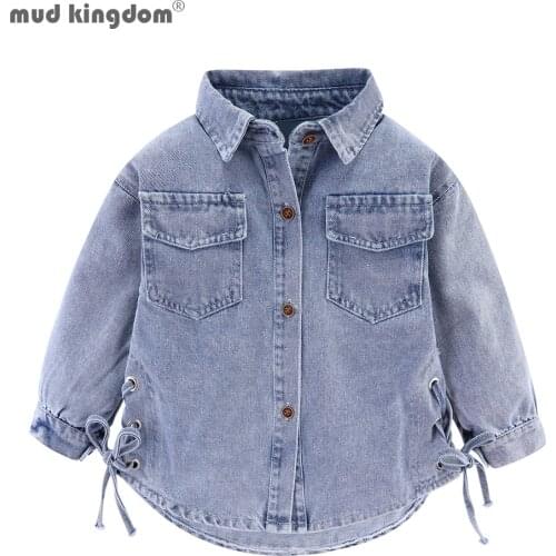 Mudkingdom Girls Jeans Jackets Straps Toddler Girl Clothes Fall Kid Denim Jean Jacket