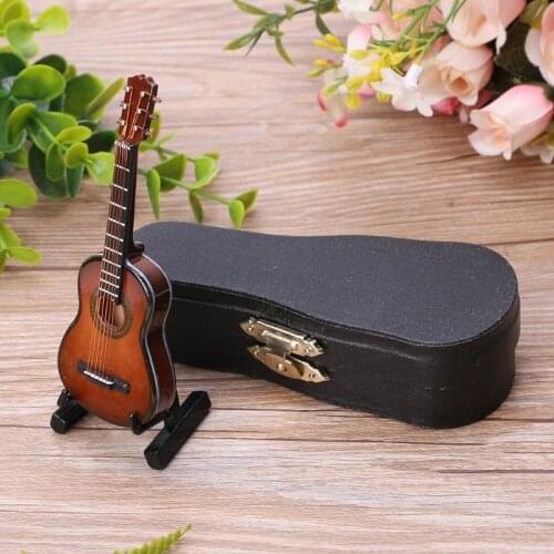 10cm Toy Acoustic Guitar Scale Model Home Office Desk Decor Ornaments Gifts