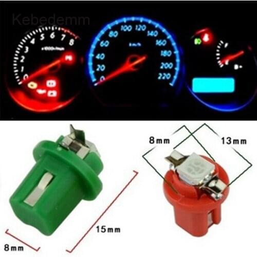 Kebedemm 10pcs colorful B8.5D 509T B8.5 5050 Led 1 SMD T5 Lamp Car Gauge Speedometer Dash Bulb Dashboard instrument Light 12v