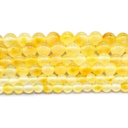 4mm 6mm 8mm 10mm Natural Citrines Yellow Crystal Quzrtz Round Beads for Jewelry Making 15'' Strand DIY Necklace Bracelet
