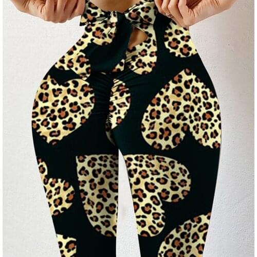 Leopard Bow Seamless Leggings Women Push Up Printing High Waist Stretch Strethcy Fitness Leggings Pant Workout Sport Legging