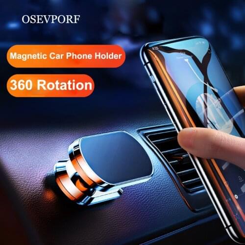 OSEVPORF Metal Magnetic Car Phone Holder 360 Rotation Mount Mobile Support Cellphone Mini Stand Universal For iPhone 11 Pro MAX