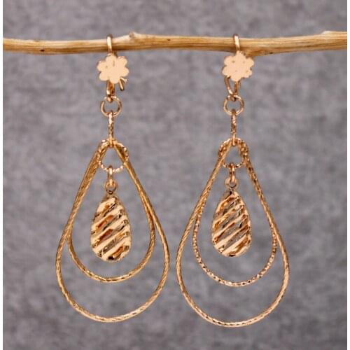 Trendy Oval Round Metal Gold Copper Drop Earrings For Women Fashion Jewelry Accessories Woman Dangle earring Wedding party Gift