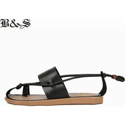 Black& Street new Summer Mens Genuine Leather beach Sandals Vintage Retro Rome Personality men shoes Slippers