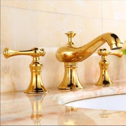 New arrival high quality gold bathroom faucet luxury 8 inch widespread bathroom sink faucet brass basin faucet,tap mixer