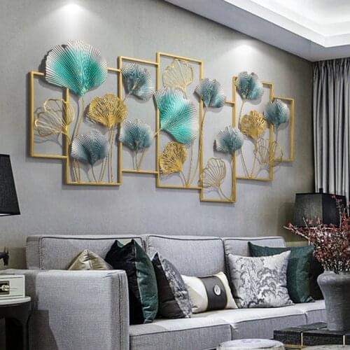 New Chinese ginkgo biloba sofa background wall decorations hanging household living room large wall hanging